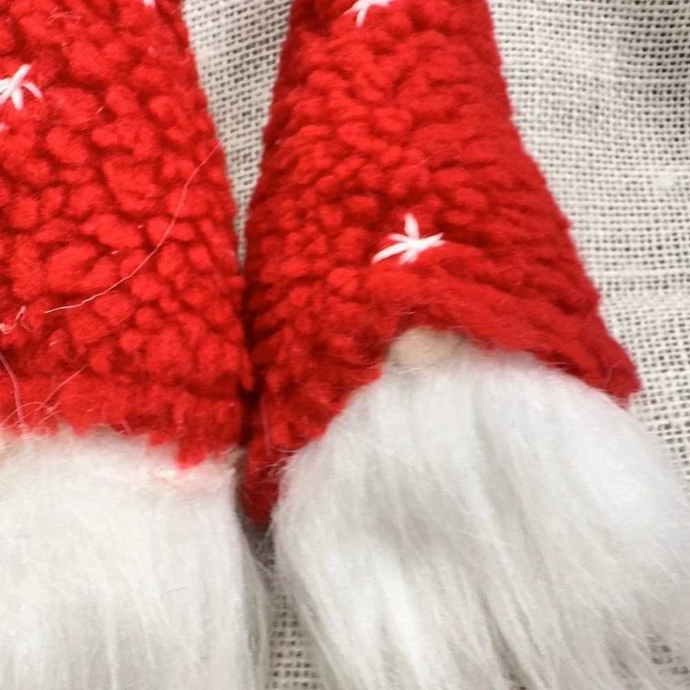 Christmas Gnome‎ Ornaments Lot Nordic Plush Red Hat & Wood Skier Gnome Decor
